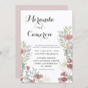 Rustic Floral Burnt Orange Wedding Invitation