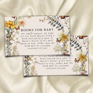 Rustic Floral Butterfly Baby Shower Books for Baby Enclosure Card