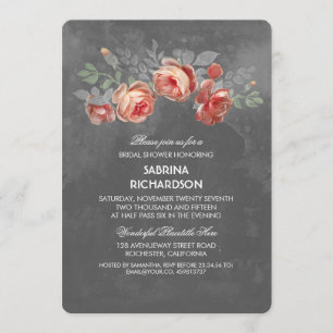 Rustic Floral Chalkboard Bridal Shower Invitation