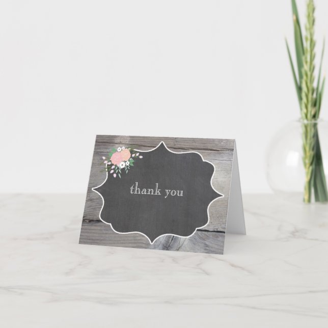 Rustic Floral Chalkboard Thank You Notes (Front)