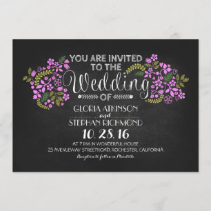 rustic floral chalkboard wedding invitations