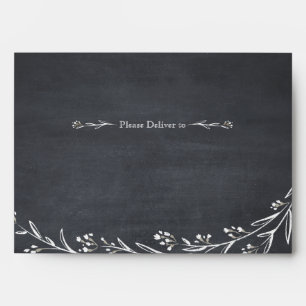 Rustic floral chalkboard with return address envelope