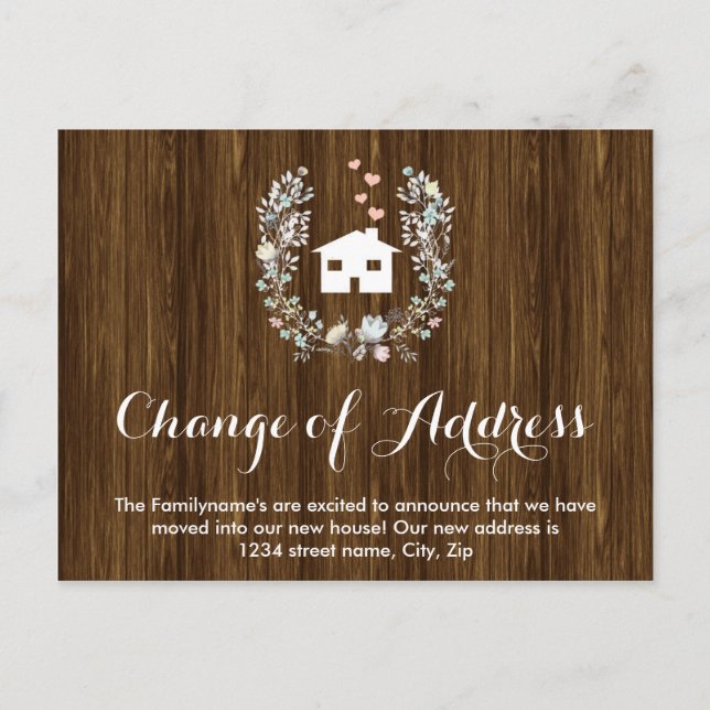 Rustic Floral Change of Address Postcards (Front)