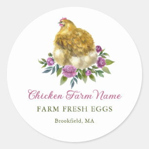 Rustic Floral Chicken Egg Carton Custom Classic Round Sticker