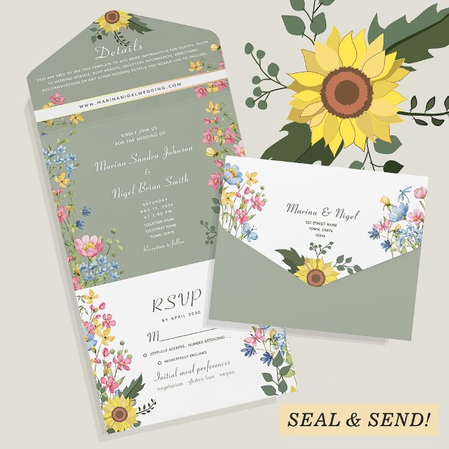 Rustic Floral Colourful Wedding All In One Invitation (Creator Uploaded)