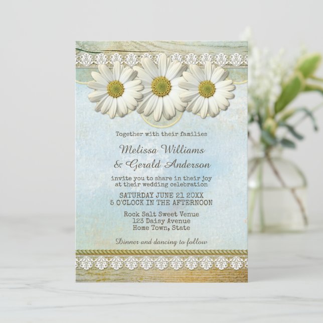 Rustic Floral Country Wedding Invitation (Standing Front)