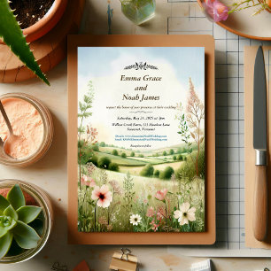 Rustic Floral Countryside Wedding Invitation