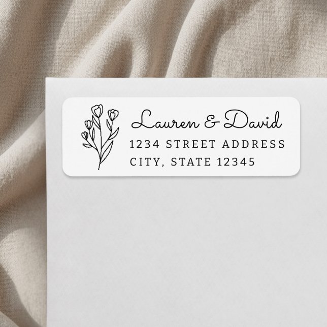 Rustic Floral Couple Names Wedding Return Address (Creator Uploaded)