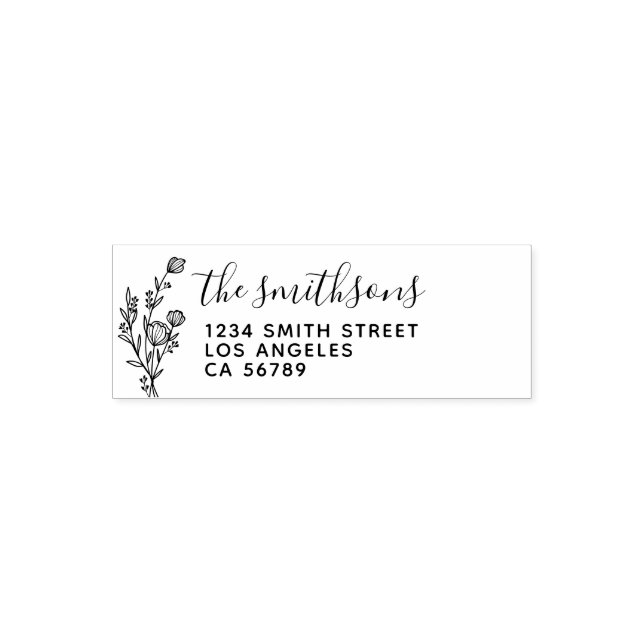 Rustic Floral Couple Names Wedding Signature Self-inking Stamp (Design)