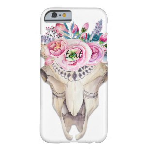 Rustic Floral Cow Skull Boho Chic Custom Barely There iPhone 6 Case