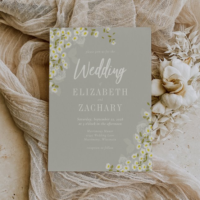 Rustic Floral Cream Beige Wedding Invitation (Creator Uploaded)
