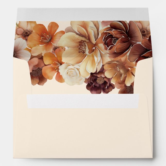 Rustic Floral Cream Wedding Envelope (Back (Bottom))