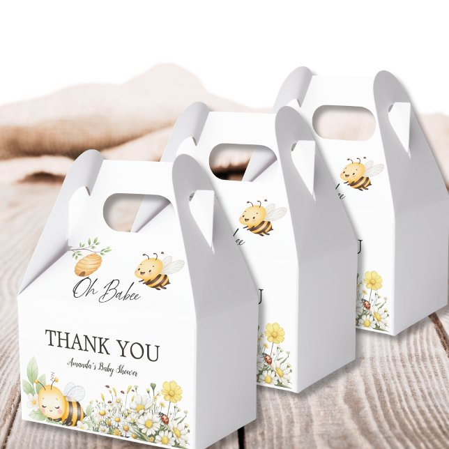 Rustic Floral Daisy Oh Babee Honey Bee Baby Shower Favour Box (Creator Uploaded)