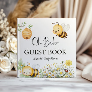 Rustic Floral Daisy Oh Babee Honey Bee Baby Shower Guest Book