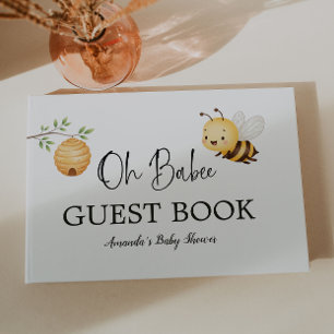 Rustic Floral Daisy Oh Babee Honey Bee Baby Shower Guest Book