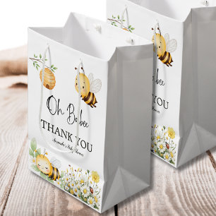 Rustic Floral Daisy Oh Babee Honey Bee Baby Shower Medium Gift Bag