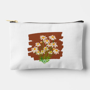 Rustic floral design on brown background accessory pouch