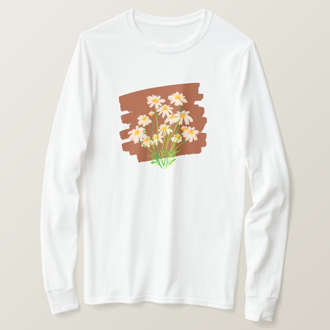 Rustic floral design on brown background T-Shirt (Design Front)