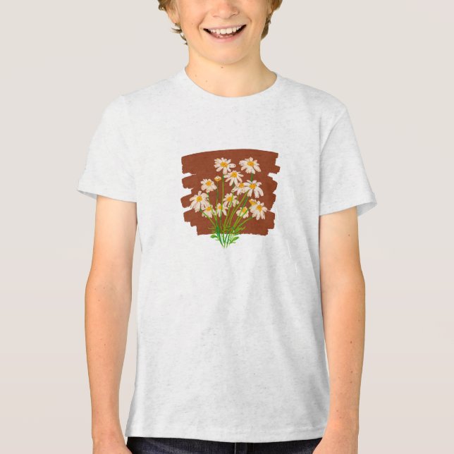 Rustic floral design on brown background Tri-Blend shirt (Front)