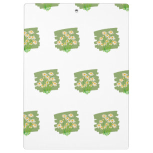 Rustic Floral Design on Green Background Clipboard