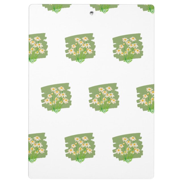 Rustic Floral Design on Green Background Clipboard (Back)
