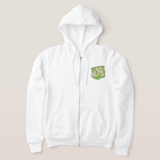 Rustic Floral Design on Green Background Hoodie