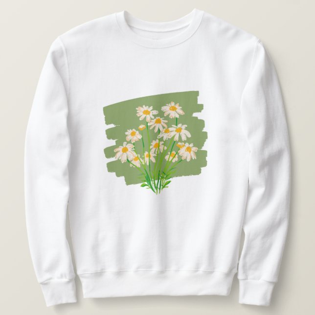 Rustic Floral Design on Green Background Sweatshirt (Design Front)