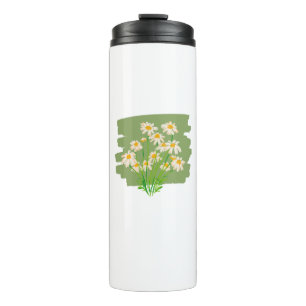Rustic Floral Design on Green Background Thermal Tumbler