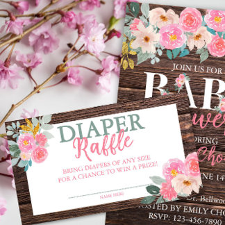 Rustic Floral Diaper Raffle Enclosure Card