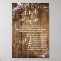 Rustic Floral Disposable Camera Instructions Sign