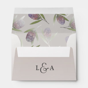 Rustic Floral Dusty Purple Beige Wedding Envelope
