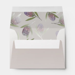 Rustic Floral Dusty Purple Beige Wedding Envelope