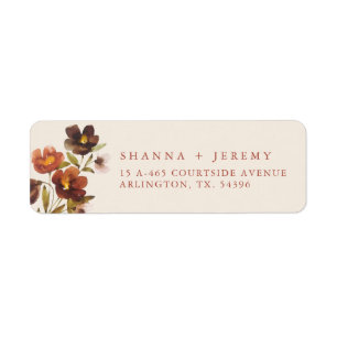 Rustic Floral Elegant Bride + Groom Return Label