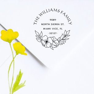 Rustic Floral Elegant Family Return Address Self-inking Stamp