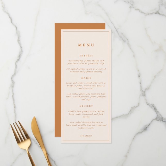 Rustic Floral Elegant Minimal Wedding | Menu (Front/Back In Situ)