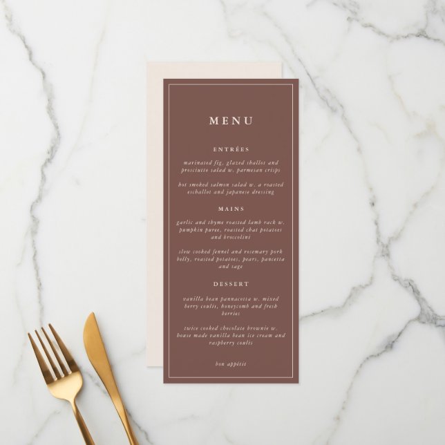 Rustic Floral Elegant Minimal Wedding |  Menu (Front/Back In Situ)