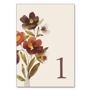 Rustic Floral Elegant Minimal Wedding   Table Number