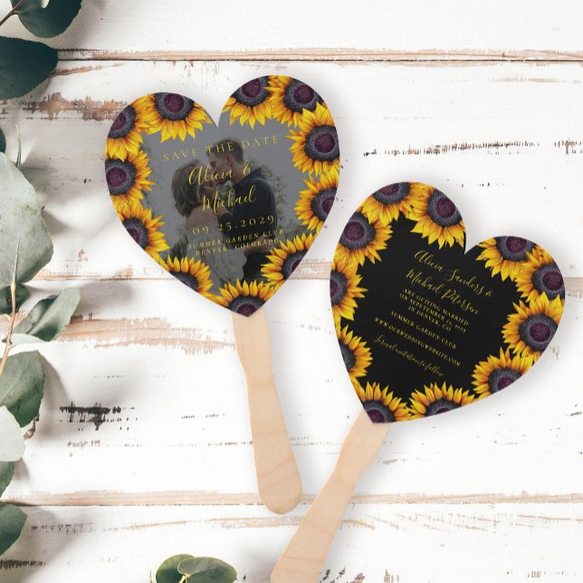 Rustic floral elegant photo wedding save date hand fan (Creator Uploaded)