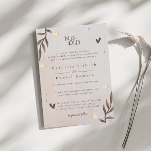 Rustic Floral, Elegant Script, Watercolor Leaves Invitation