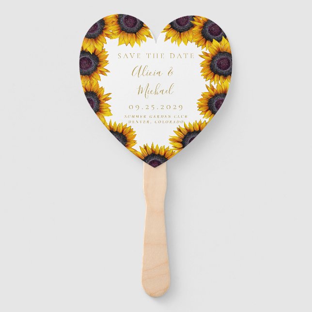 Rustic floral elegant script wedding save date hand fan (Front)