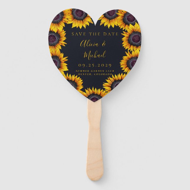 Rustic floral elegant script wedding save date hand fan (Front)