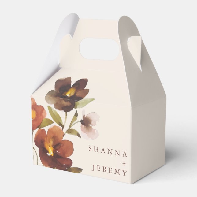 Rustic Floral Elegant | Wedding  Favour Box (Front Side)