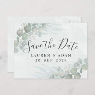 Rustic Floral Eucalyptus Sage Green Announcement