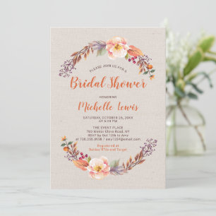 Rustic Floral Fall/Autumn Bridal Shower Invitation