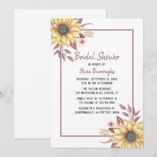 Rustic Floral Fall Country Sunflower Bridal Shower Invitation