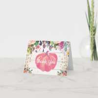 Rustic Floral Fall Pumpkin Pink Gold Glitter
