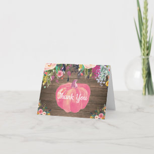 Rustic Floral Fall Pumpkin Thank You Card