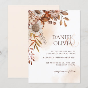 Rustic Floral Fall Wedding Invitation