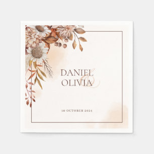 Rustic Floral Fall Wedding Napkin