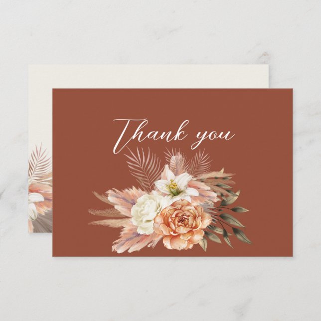 Rustic Floral Fall Wedding  Thank You Card (Front/Back)